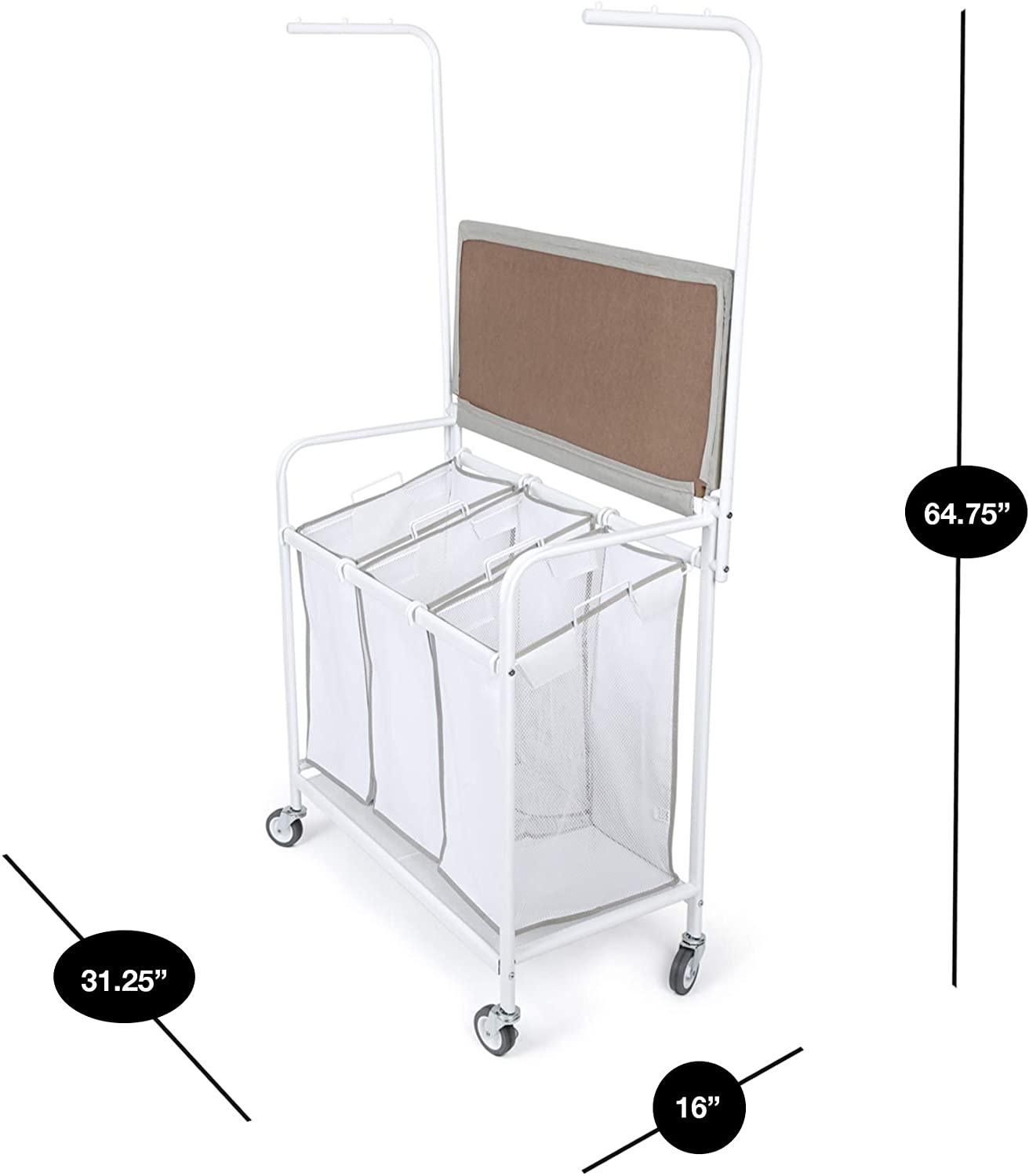Complete Rolling 3-Compartment Laundry Center - Smart Design® 3