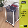 Copy of Deluxe Rolling Triple-Compartment Laundry Sorter Hampers with Wheels - Holds 9 Loads - VentilAir Mesh Fabric White, Blue, Green - Smart Design® 7