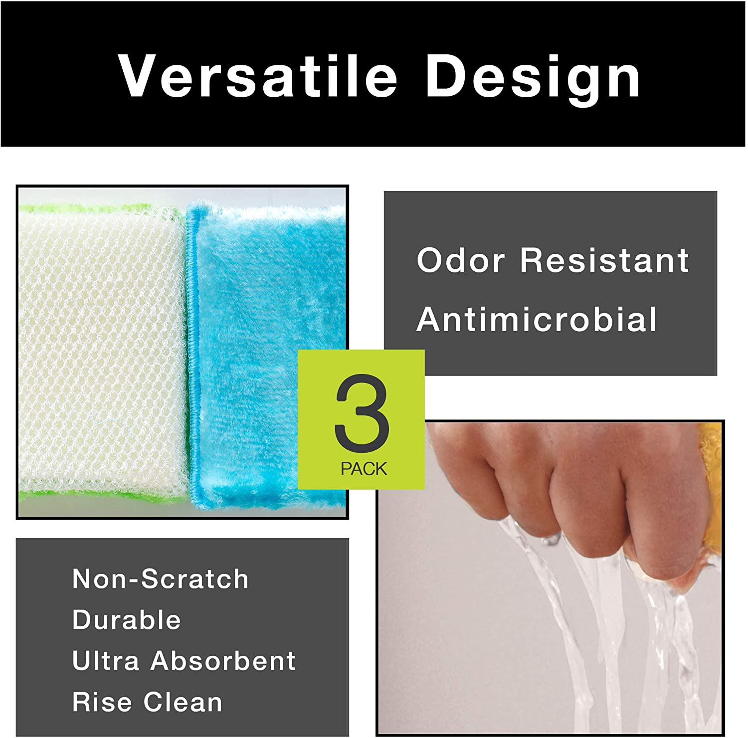Delicate Use Smart Cloth Scrub Sponge with Odorless Rayon Fiber - Smart Design® 3
