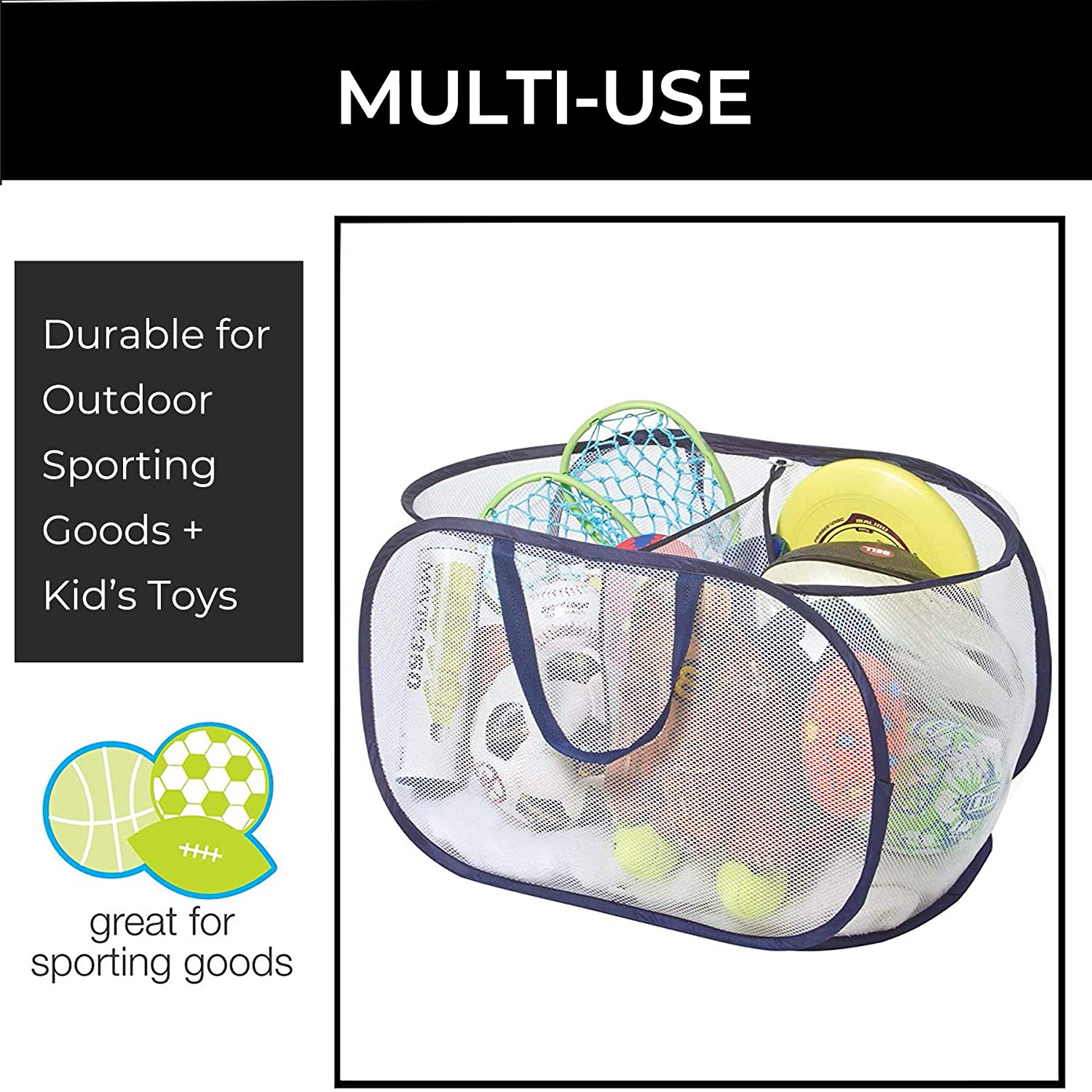 Deluxe Mesh Pop-Up 2-Compartment Laundry Sorter Hamper Basket - White - Smart Design® 6