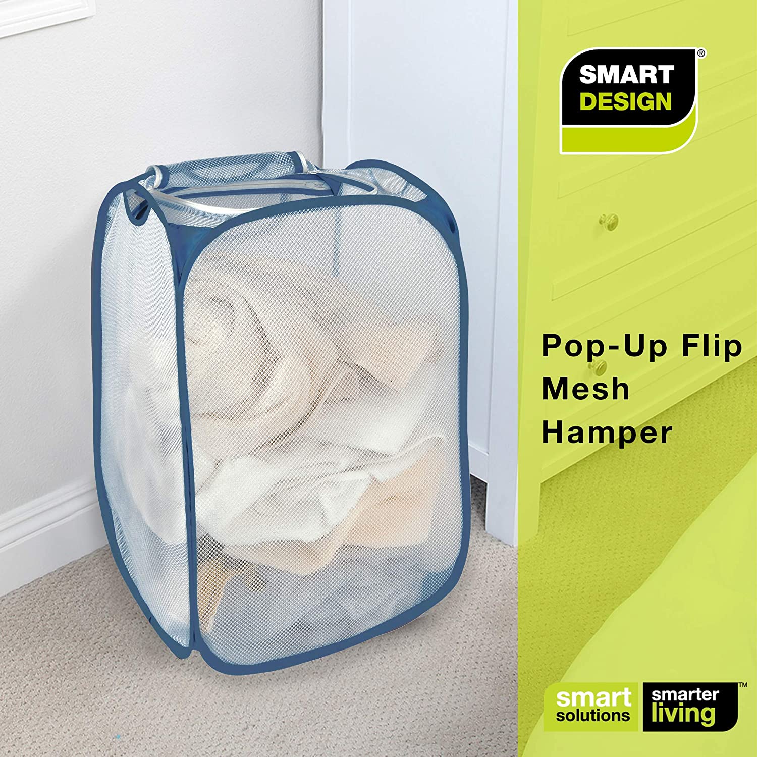Deluxe Mesh Pop Up Square Laundry Hamper - Smart Design® 18