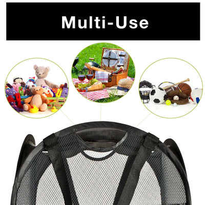Deluxe Mesh Pop Up Square Laundry Hamper with Side Pocket and Handles - VentilAir Fabric - Collapsible  Smart Design® 12