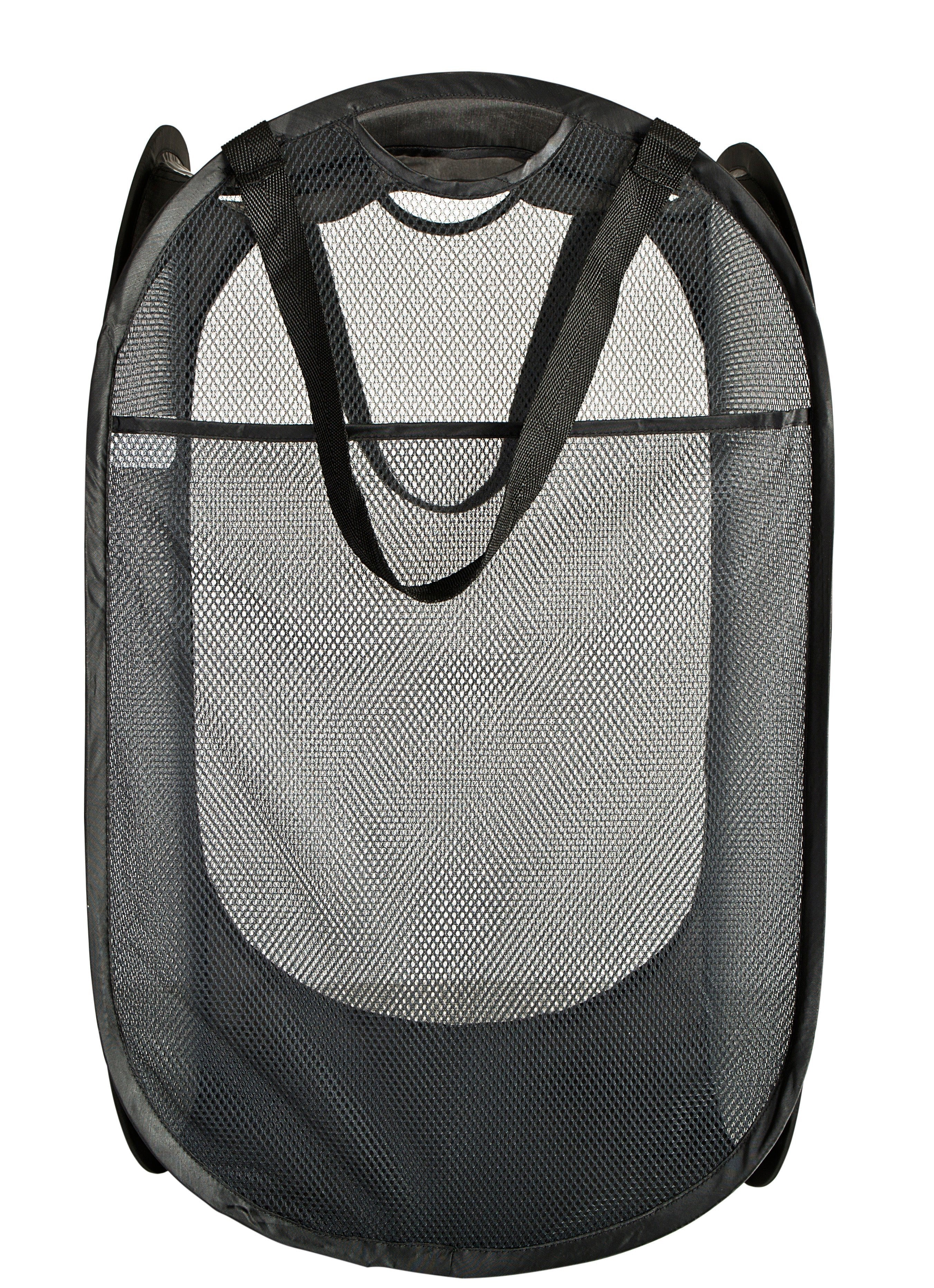 Deluxe Mesh Pop Up Square Laundry Hamper with Side Pocket and Handles - VentilAir Fabric - Collapsible Smart Design® 5