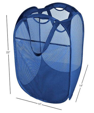 Deluxe Mesh Pop Up Square Laundry Hamper with Side Pocket and Handles - VentilAir Fabric Collapsible Design - Smart Design 8