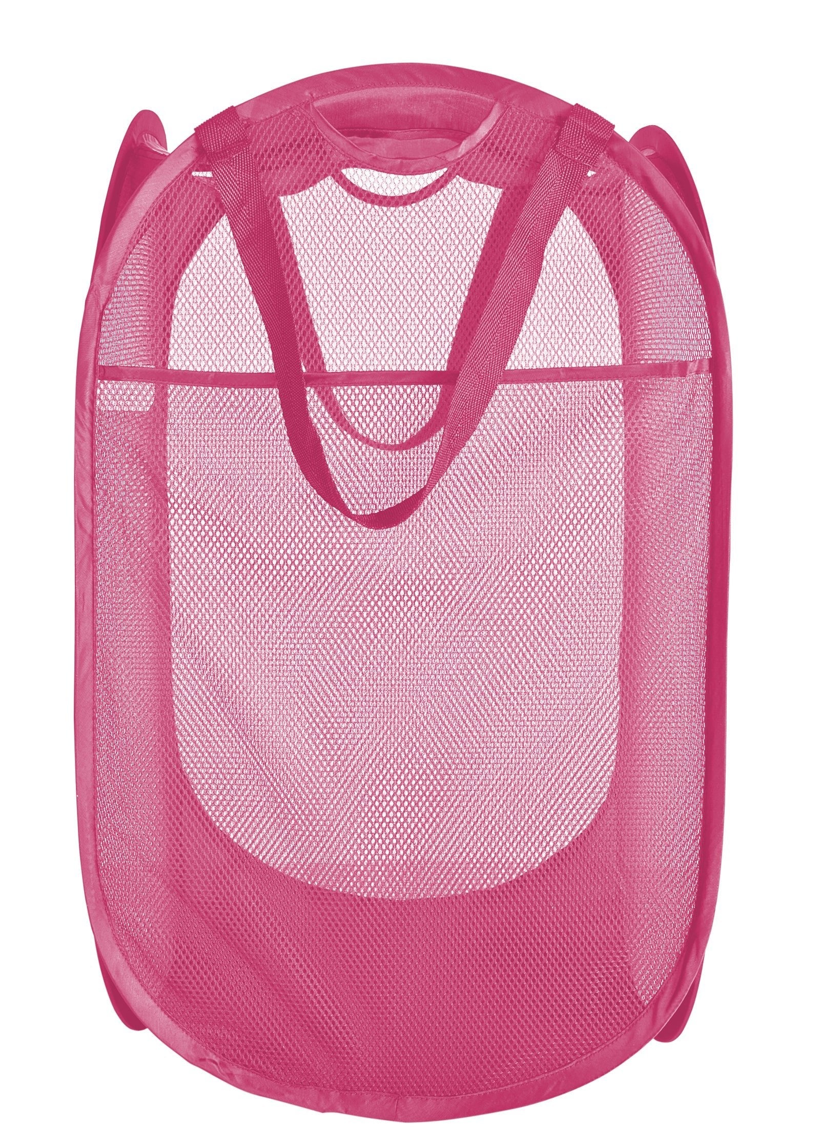Deluxe Mesh Pop Up Square Laundry Hamper with Side Pocket and Handles - VentilAir Fabric Collapsible Design - Smart Design 2