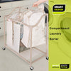 Deluxe Rolling Triple-Compartment Laundry Sorter Hamper with Wheels - 30 x 32 Inch - Beige - Smart Design® 7