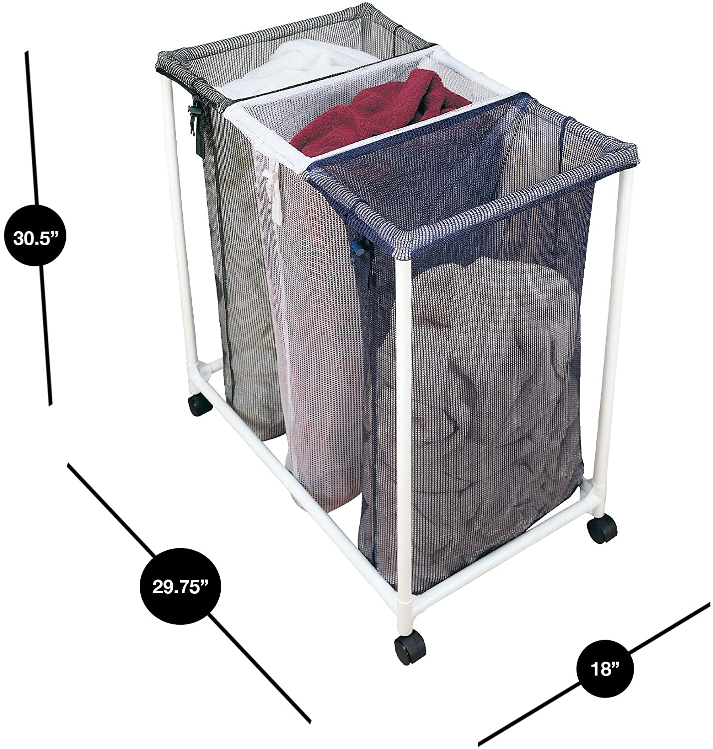 Silver Mesh Rolling Storage Bin with Handles