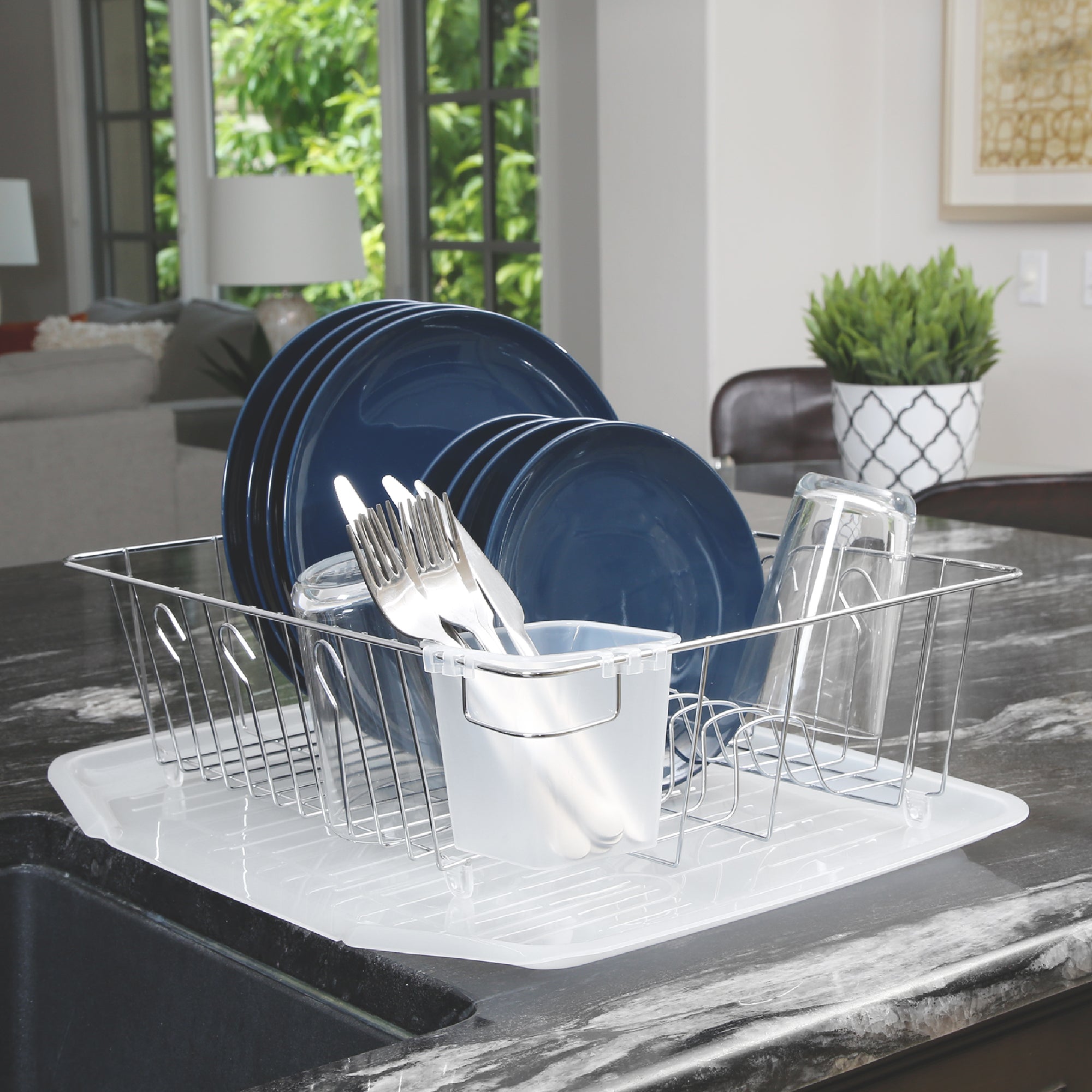 Smart Design Dish Drainer Rack with in Sink or Counter Drying