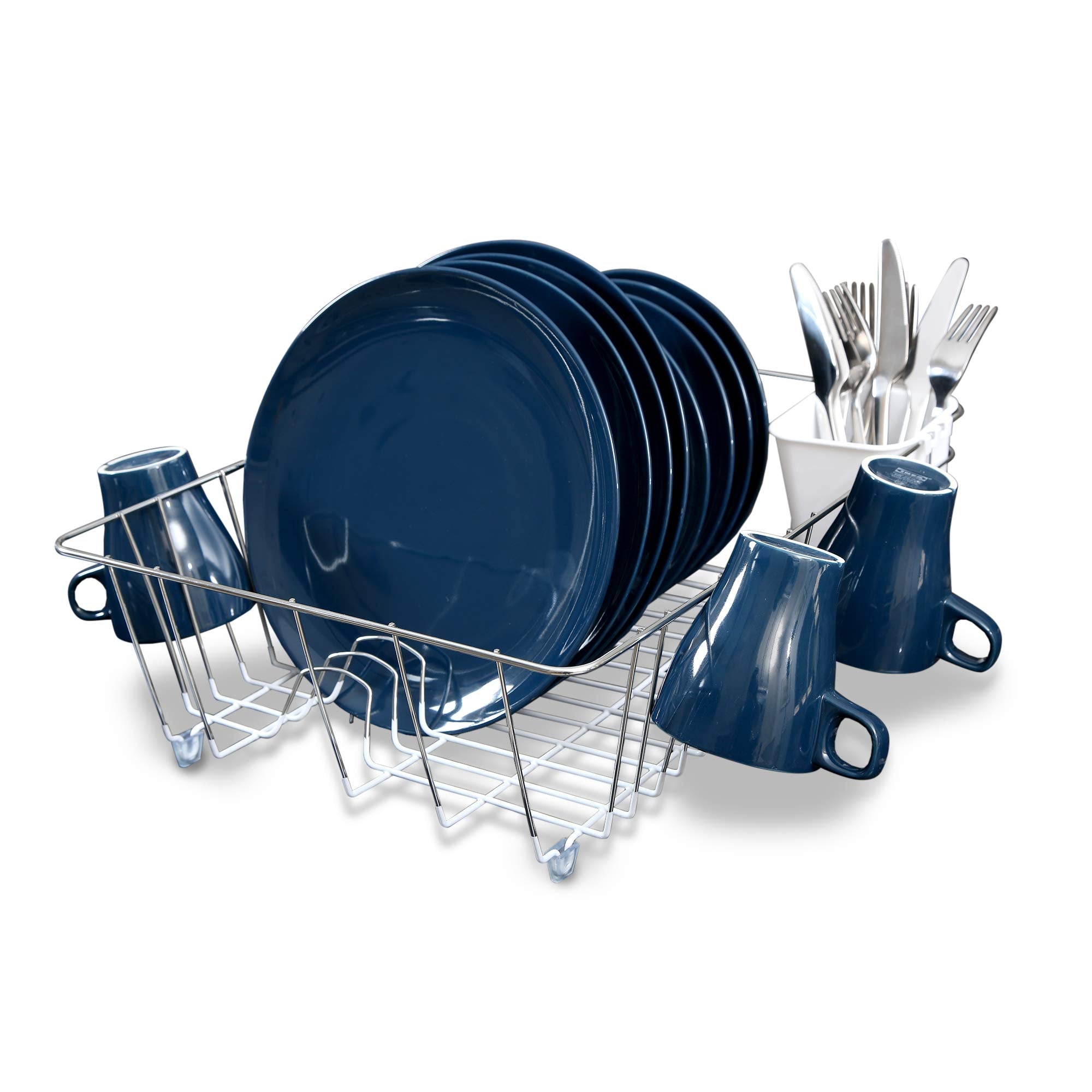 Smart Design Dish Drainer Rack with in Sink or Counter Drying - Chrome