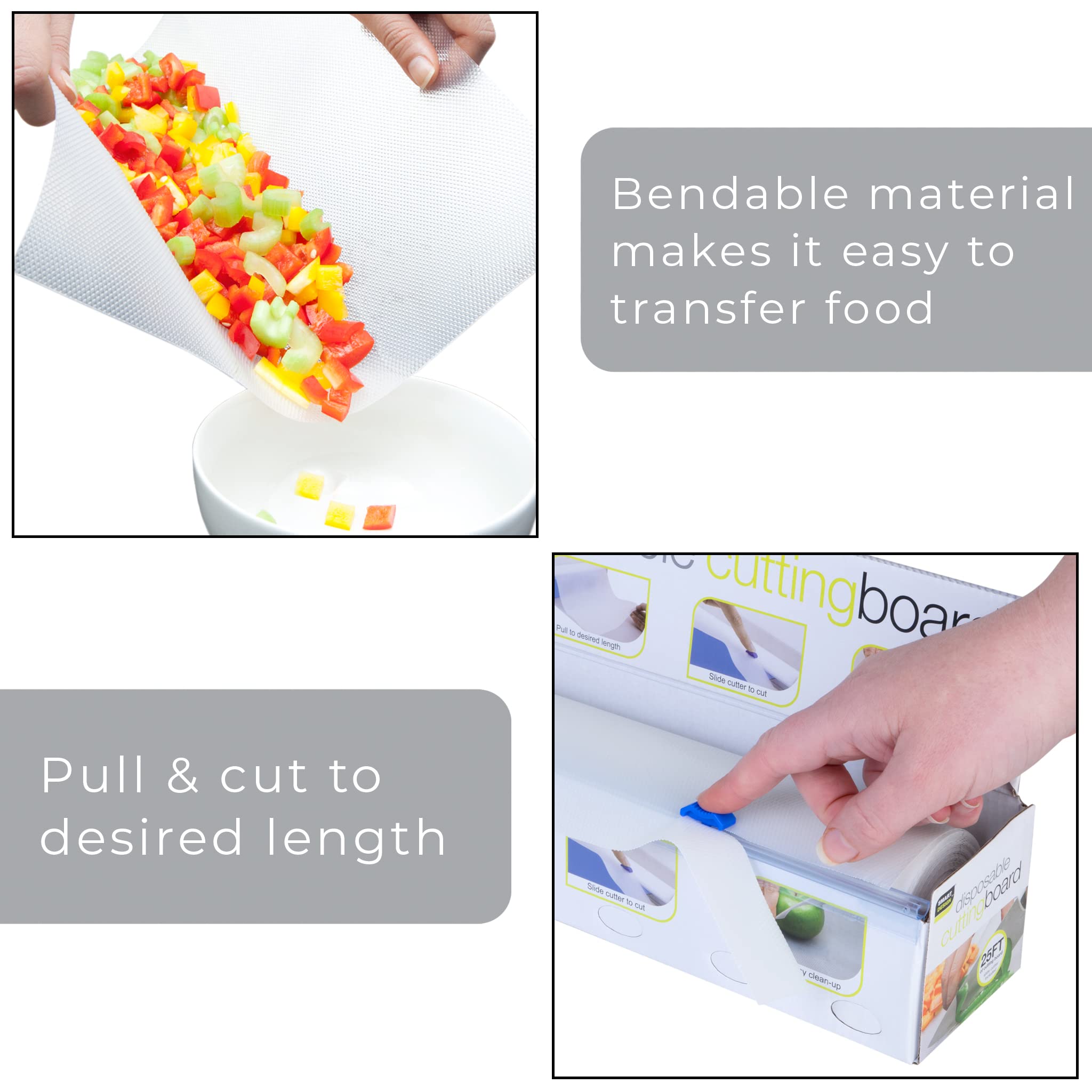Disposable Cutting Board - Biodegradable - Bendable - BPA Free - White - Smart Design® 3
