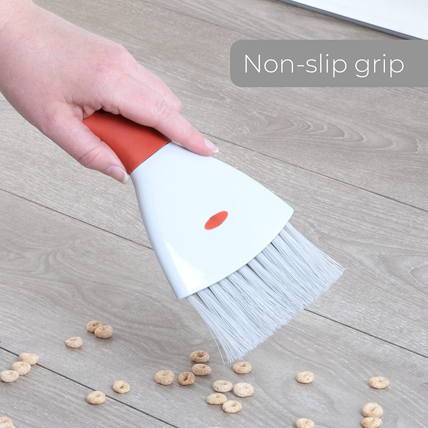 Smart Design Dustpan Broom Set - Non-Slip Comfort Grip Handle - Standing Upright