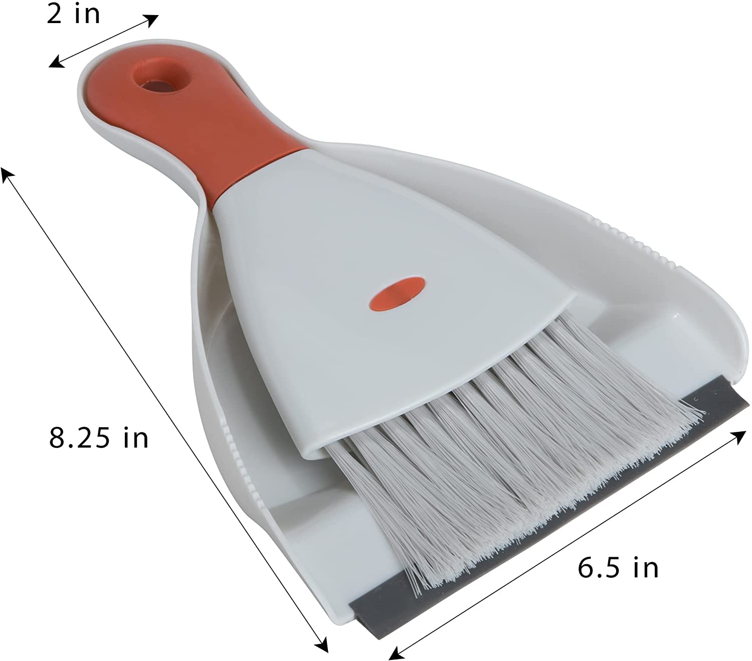 Dustpan and Brush Set - Nesting Design - Compact Storage - Comfortable Non-Slip Handle - Odor Resistant - Cleaning Floors, Counters, Tables, Bathroom