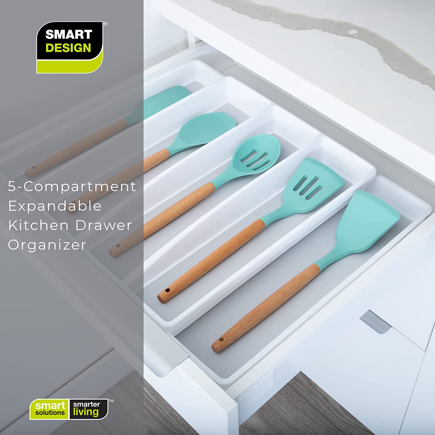 Expandable 5-Compartment Plastic Drawer Organizer - Smart Design® 7