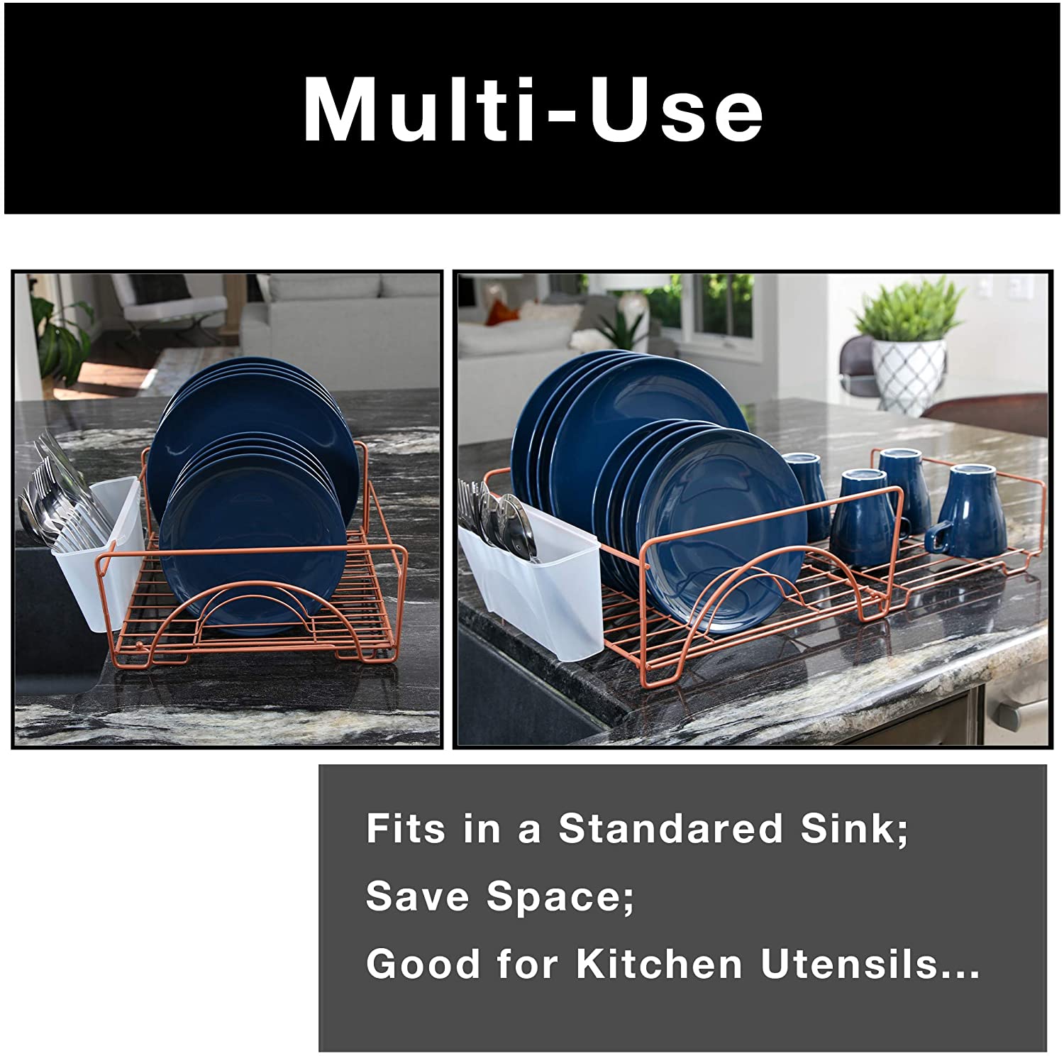 Smart Design Dish Drainer Rack with in Sink or Counter Drying