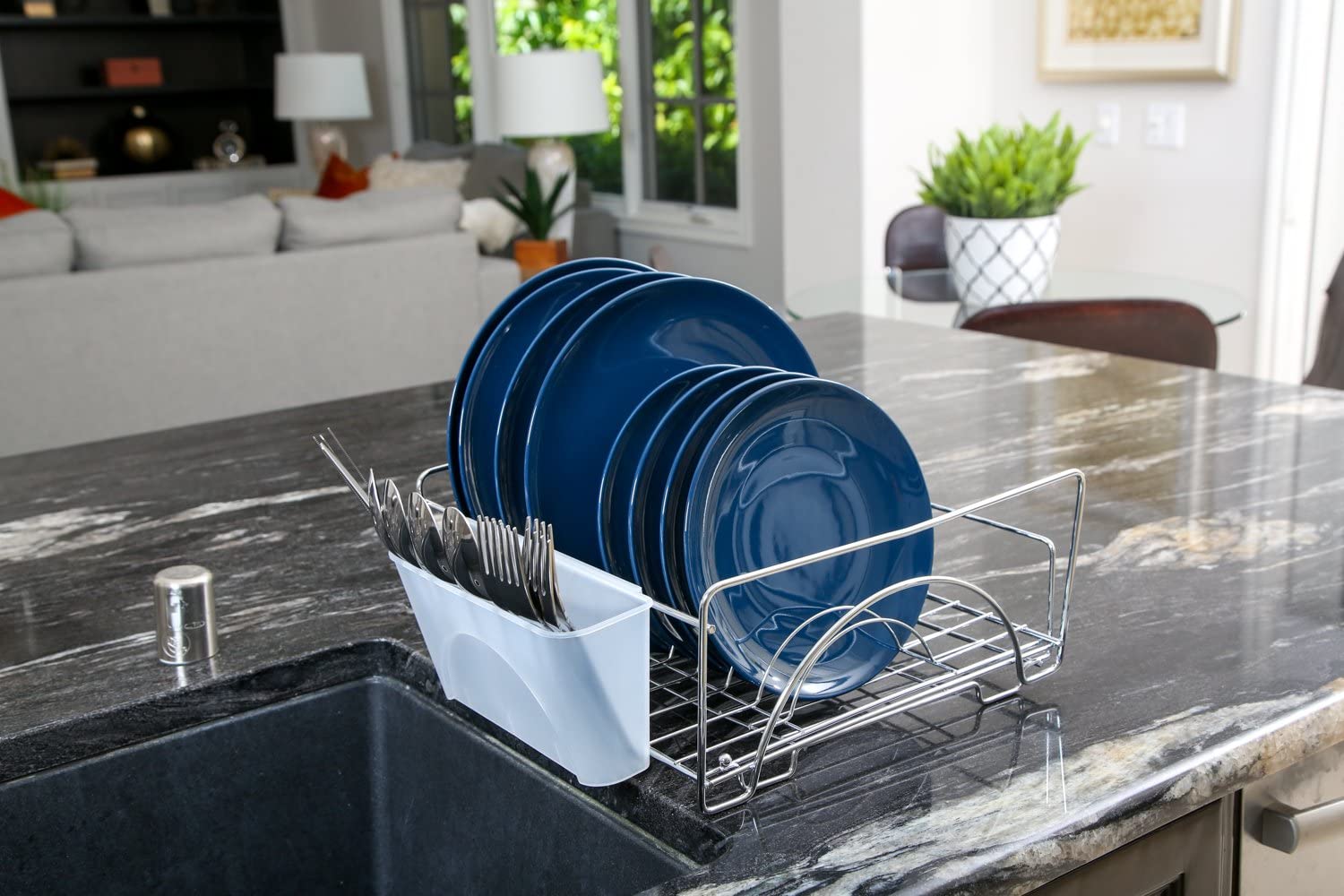 Expandable Dish Drainer Drying Rack with Cutlery Cup - Smart Design® 3