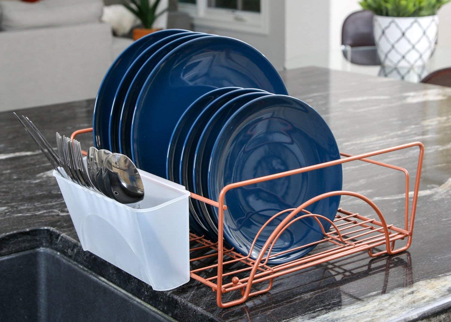 Expandable Dish Drainer Drying Rack with Cutlery Cup - Smart Design® 5