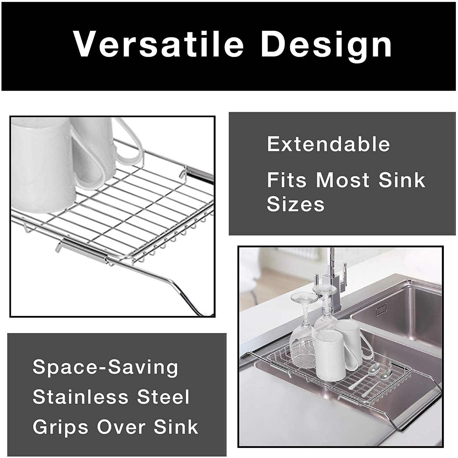 Smart Design Expandable Dish Drainer Drying Rack