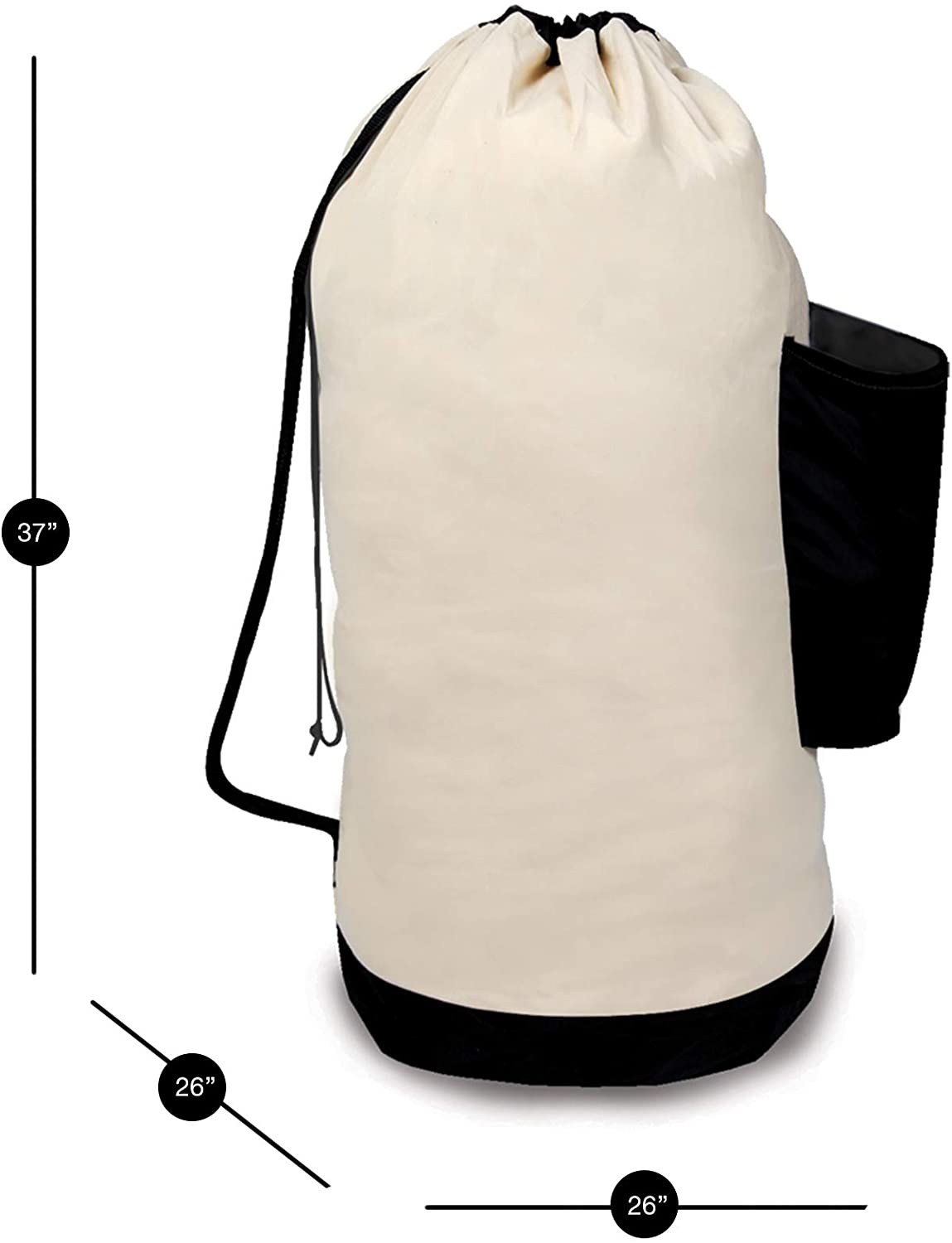 Extra Large Duffel Hamper Bag with Pocket - Heavy Duty Canvas - Holds 3 Loads - Smart Design® 3