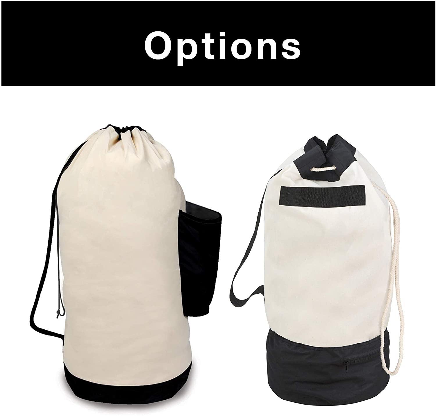 Extra Large Duffel Hamper Bag with Pocket - Heavy Duty Canvas - Holds 3 Loads - Smart Design® 6