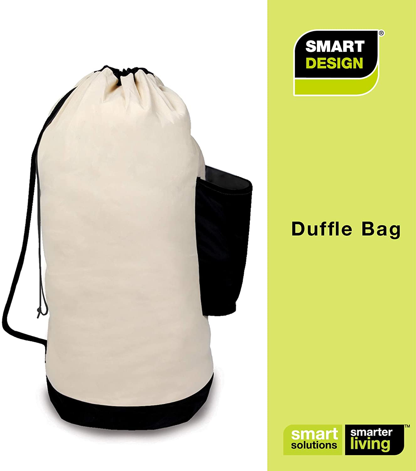 Extra Large Duffel Hamper Bag with Pocket - Heavy Duty Canvas - Holds 3 Loads - Smart Design® 7