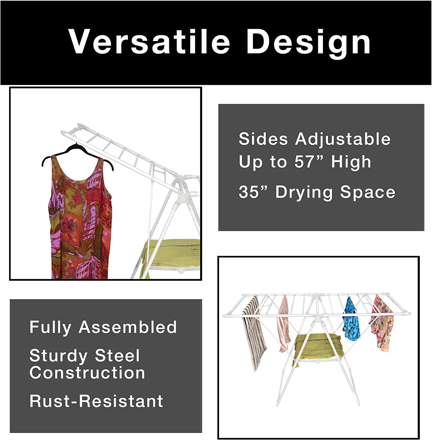 Foldable Clothes Drying Rack with Adjustable Wings - Smart Design® 4