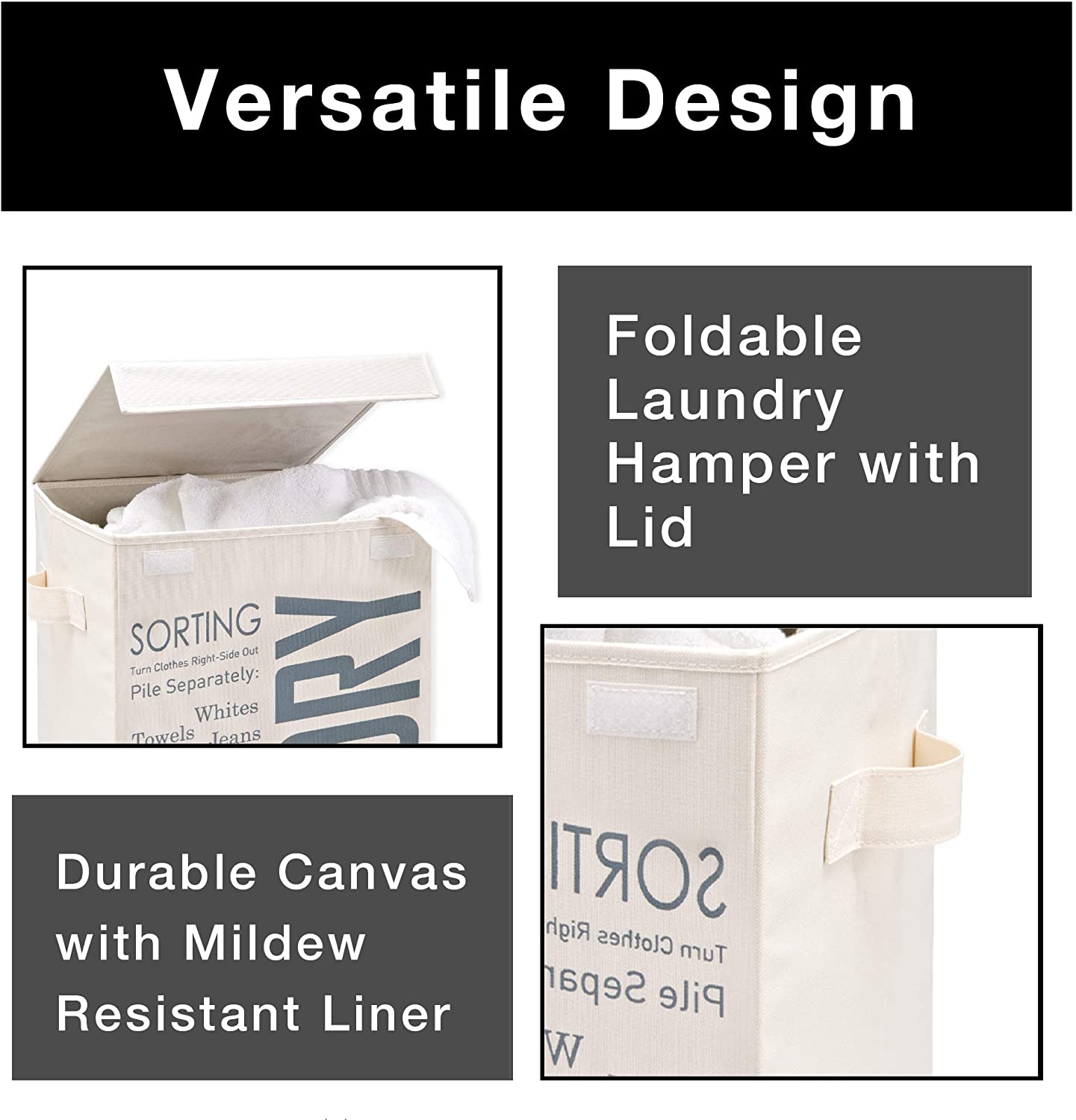 Foldable Laundry Hamper with Lid and Logo Design - Smart Design® 4
