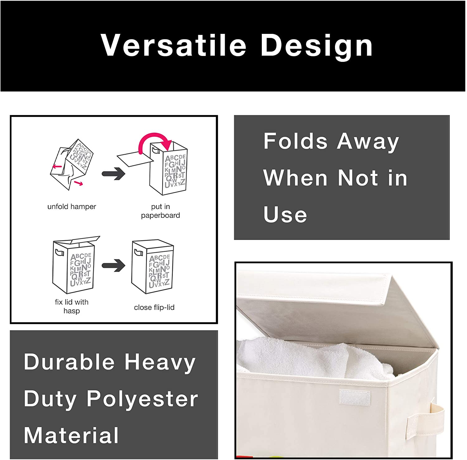 Foldable Laundry Hamper with Lid and Logo Design - Smart Design® 18