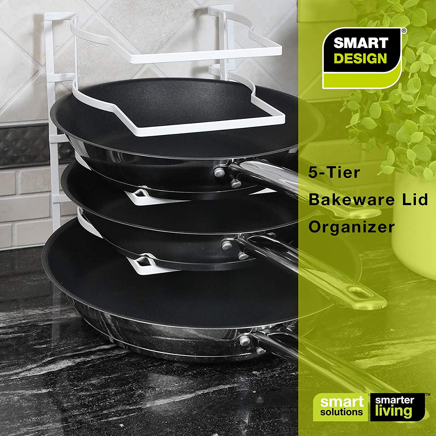 Heavy Duty Bakeware and Lid Storage Rack with 4-Compartments Dividers - Smart Design® 9