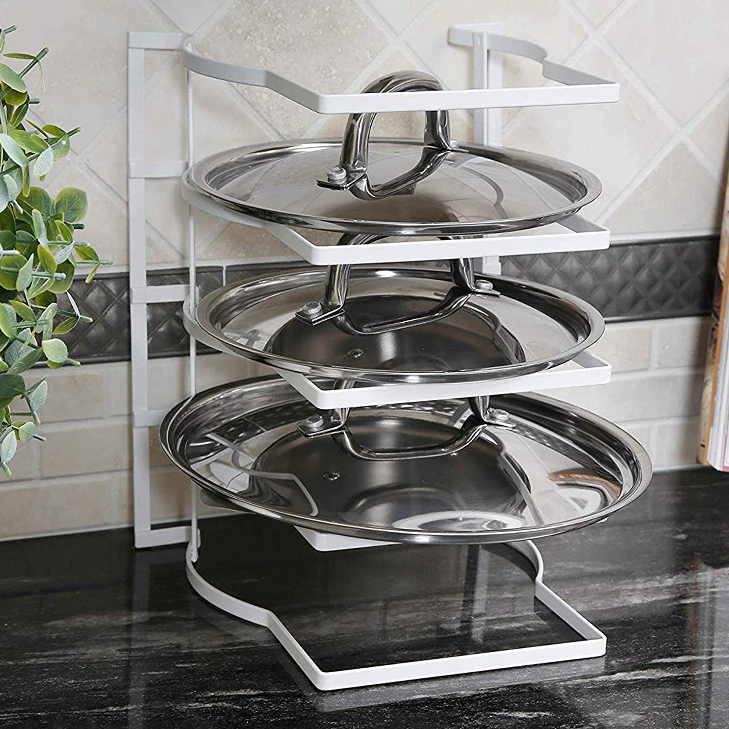 Heavy Duty Bakeware and Lid Storage Rack with 4-Compartments Dividers - Smart Design® 4
