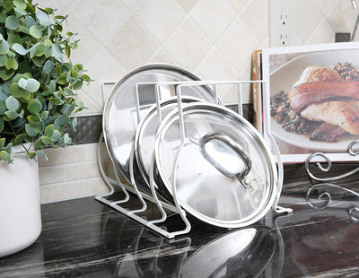 Heavy Duty Bakeware and Lid Storage Rack with 4-Compartments Dividers - Smart Design® 3