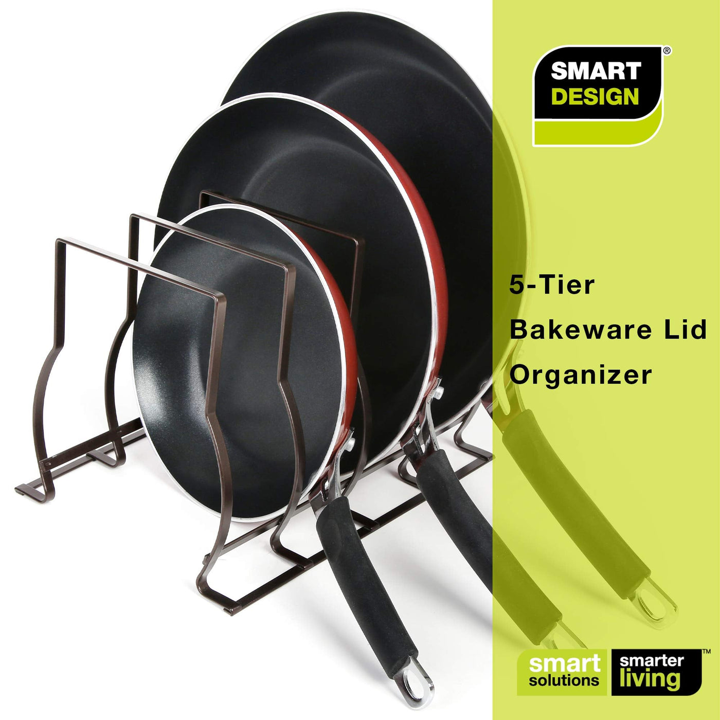 Heavy Duty Bakeware and Lid Storage Rack with 4-Compartments Dividers - Smart Design® 18