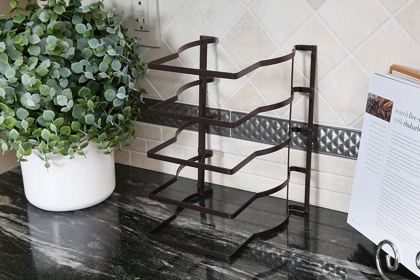 Heavy Duty Bakeware and Lid Storage Rack with 4-Compartments Dividers - Smart Design® 14