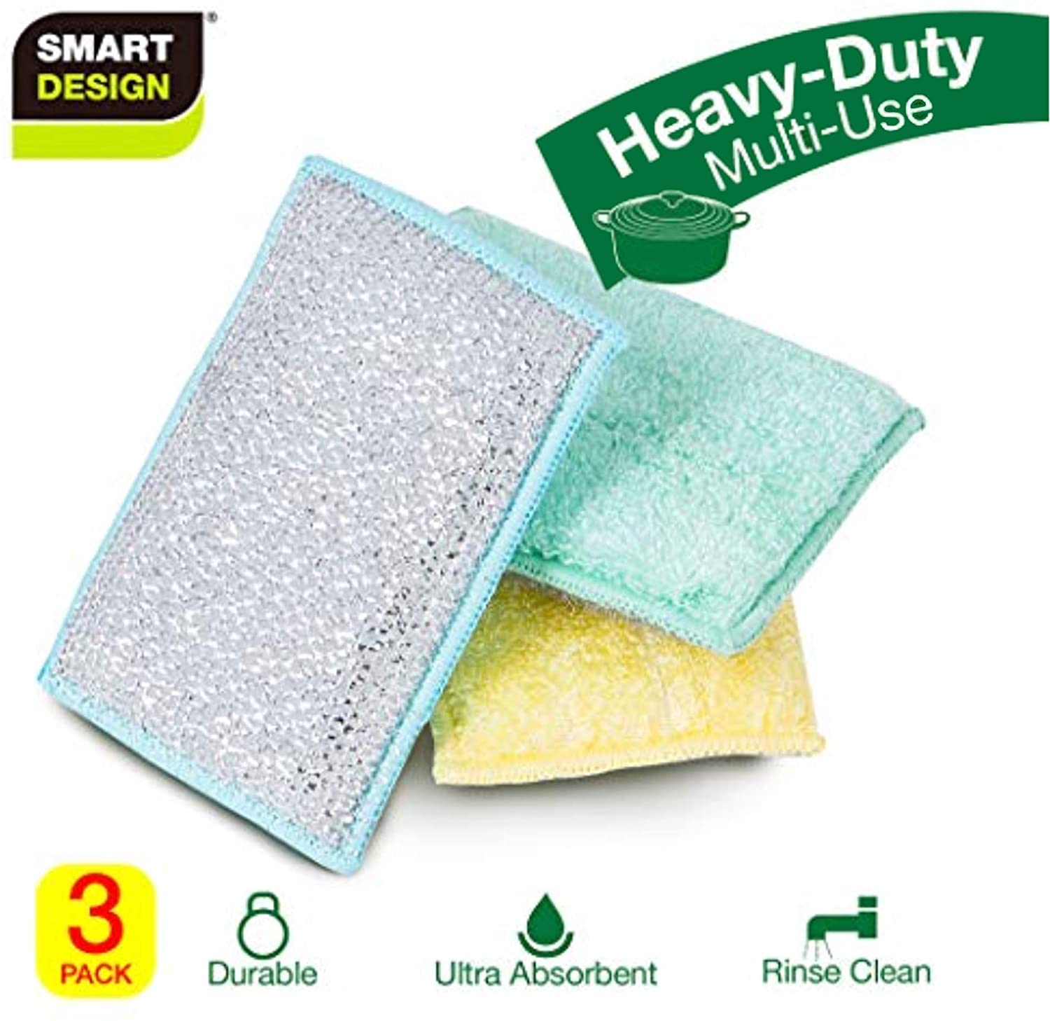 Heavy Duty Scrub Sponge with Odorless Bamboo and Rayon Fiber - Smart Design® 39
