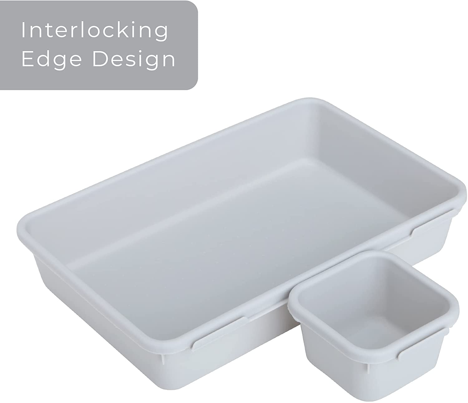  Smart Design Interlocking Drawer Organizer - 8 Piece Set - BPA  Free - Utensils, Flatware, Office, Personal Care, or Makeup Storage -  Kitchen - Graphite Gray