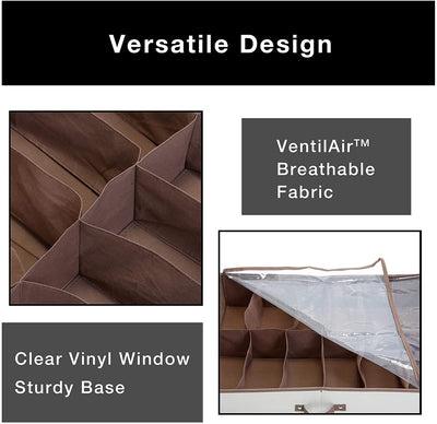 Jumbo Underbed Shoe Organizer with Zipper, Handle, and Clear Window - Smart Design® 18