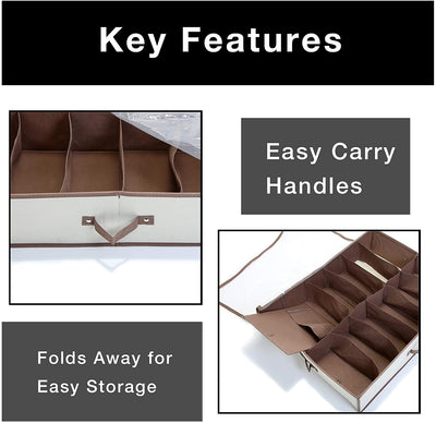 Jumbo Underbed Shoe Organizer with Zipper, Handle, and Clear Window - Smart Design® 24