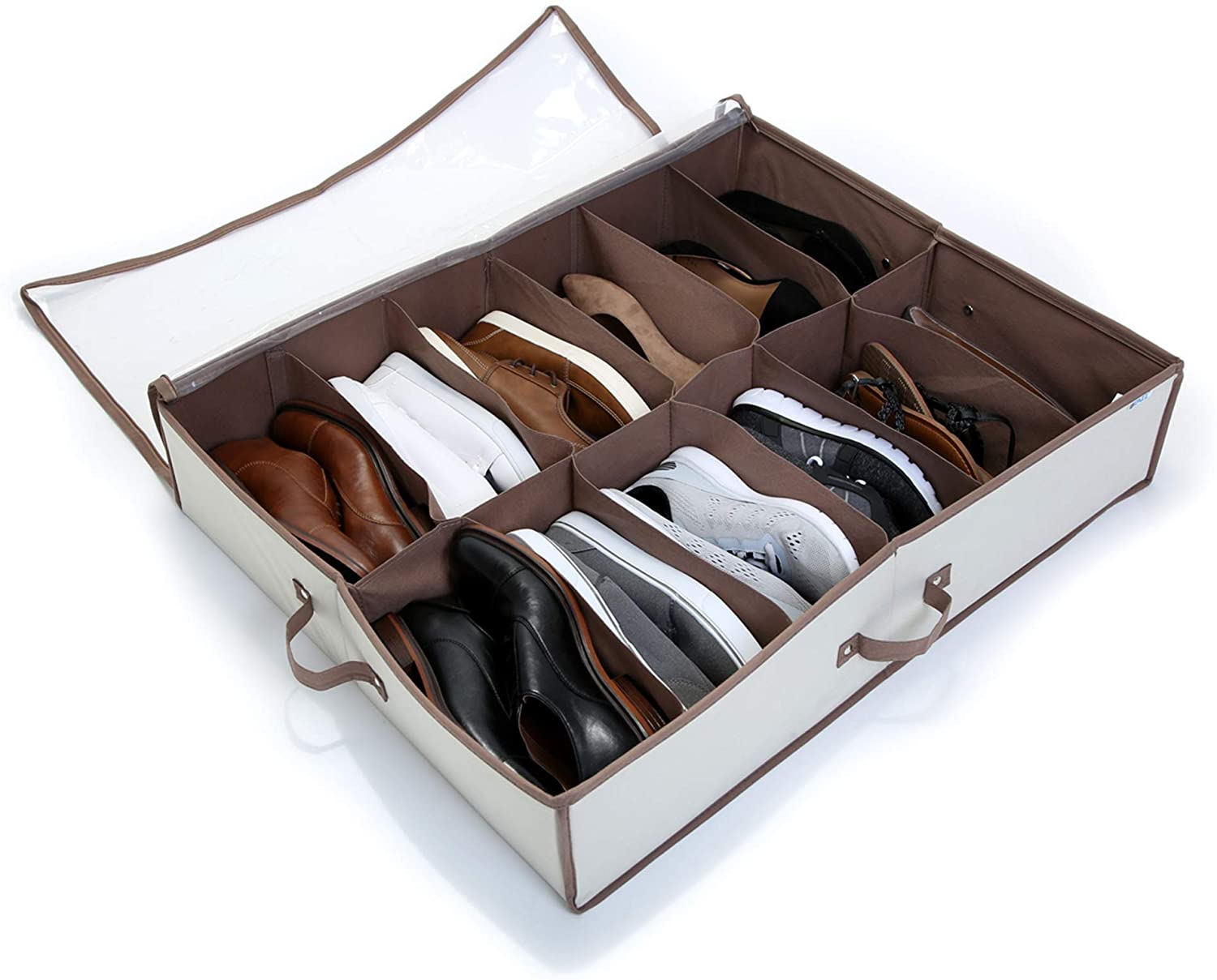 Jumbo Underbed Shoe Organizer with Zipper, Handle, and Clear Window - Smart Design® 17