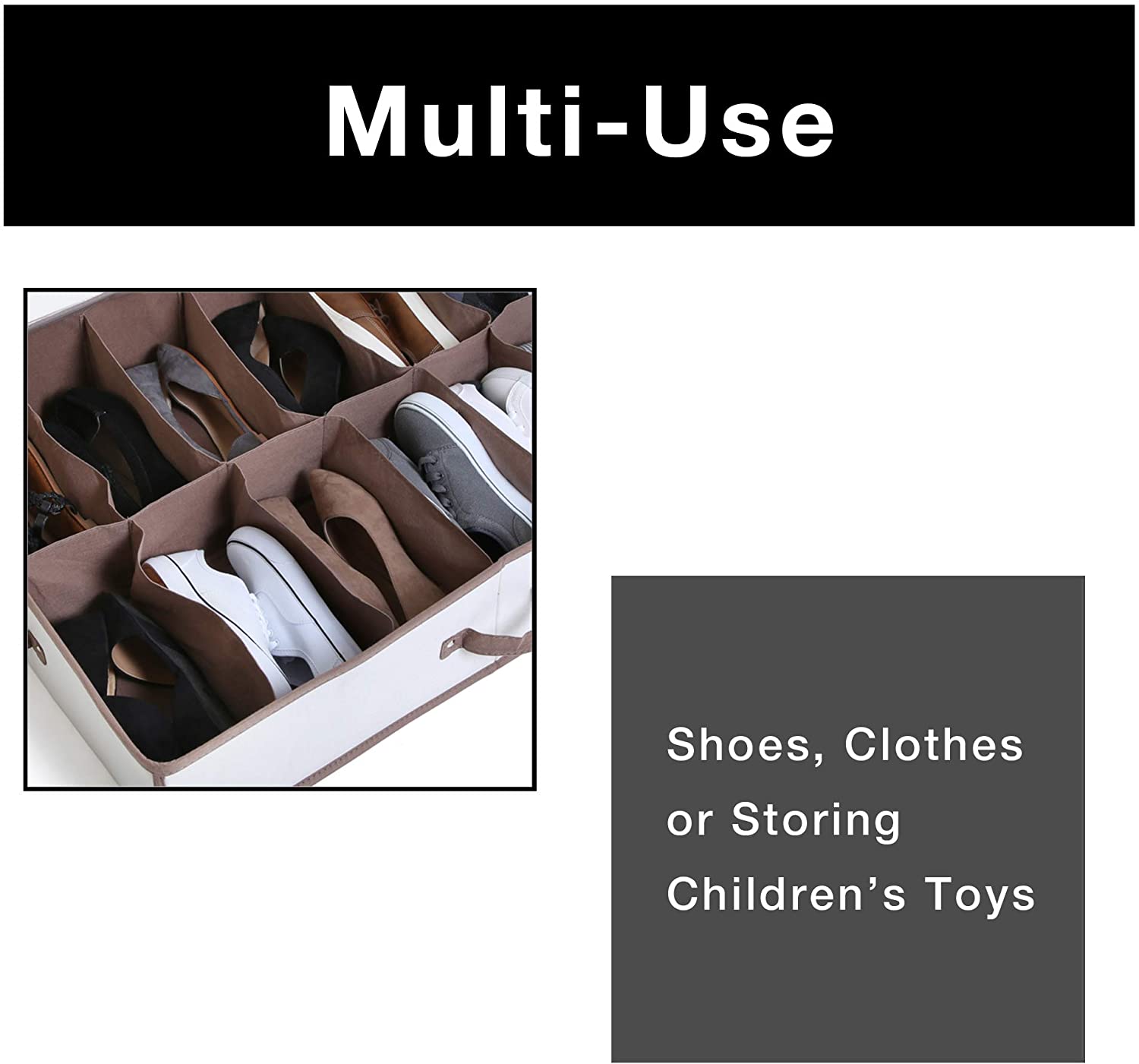 Jumbo Underbed Shoe Organizer with Zipper, Handle, and Clear Window - Smart Design® 7
