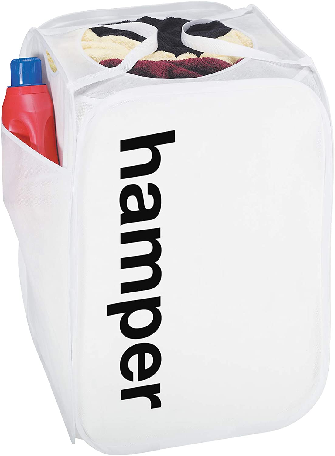 King Size Pop Up Laundry Hamper with Side Pocket and Handles - Holds 3 Loads - Smart Design® 1