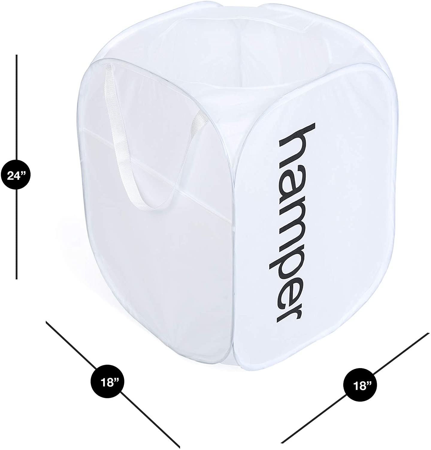 King Size Pop Up Laundry Hamper with Side Pocket and Handles - Holds 3 Loads - Smart Design® 3