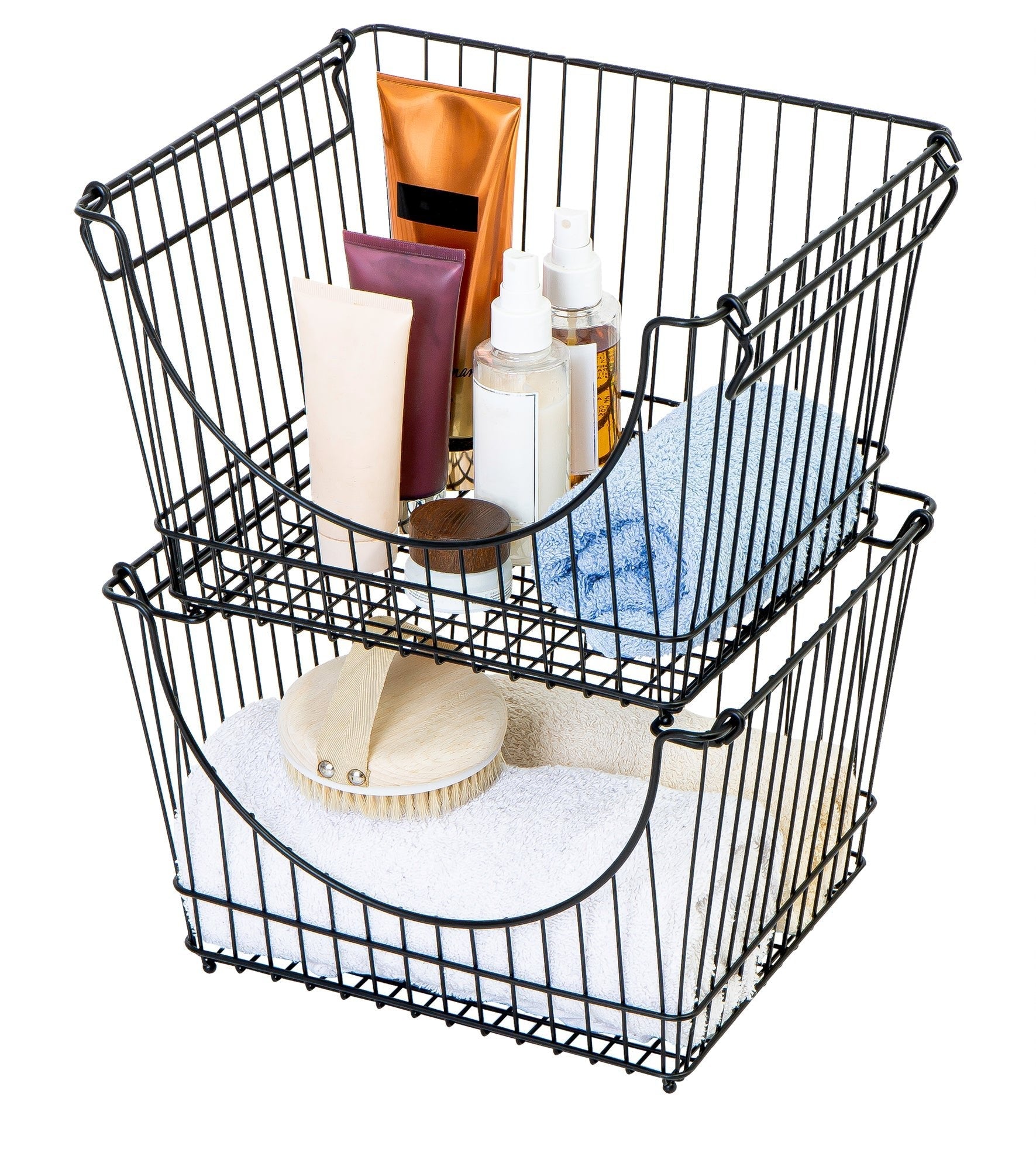 Large Metal Stacking Basket for Pantry, Bathroom and Kitchen