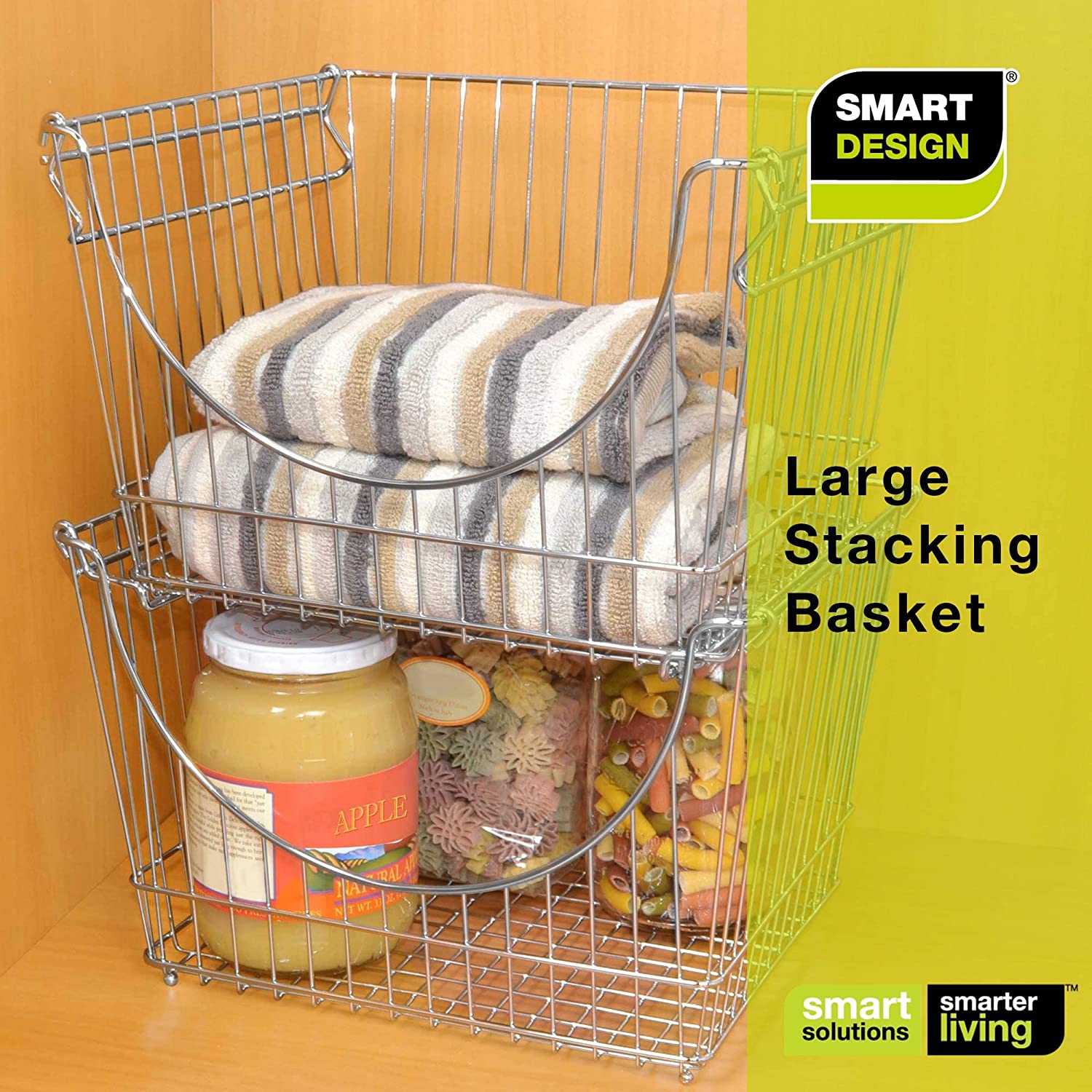 Large Metal Wire Stacking Baskets with Handles - Smart Design® 22