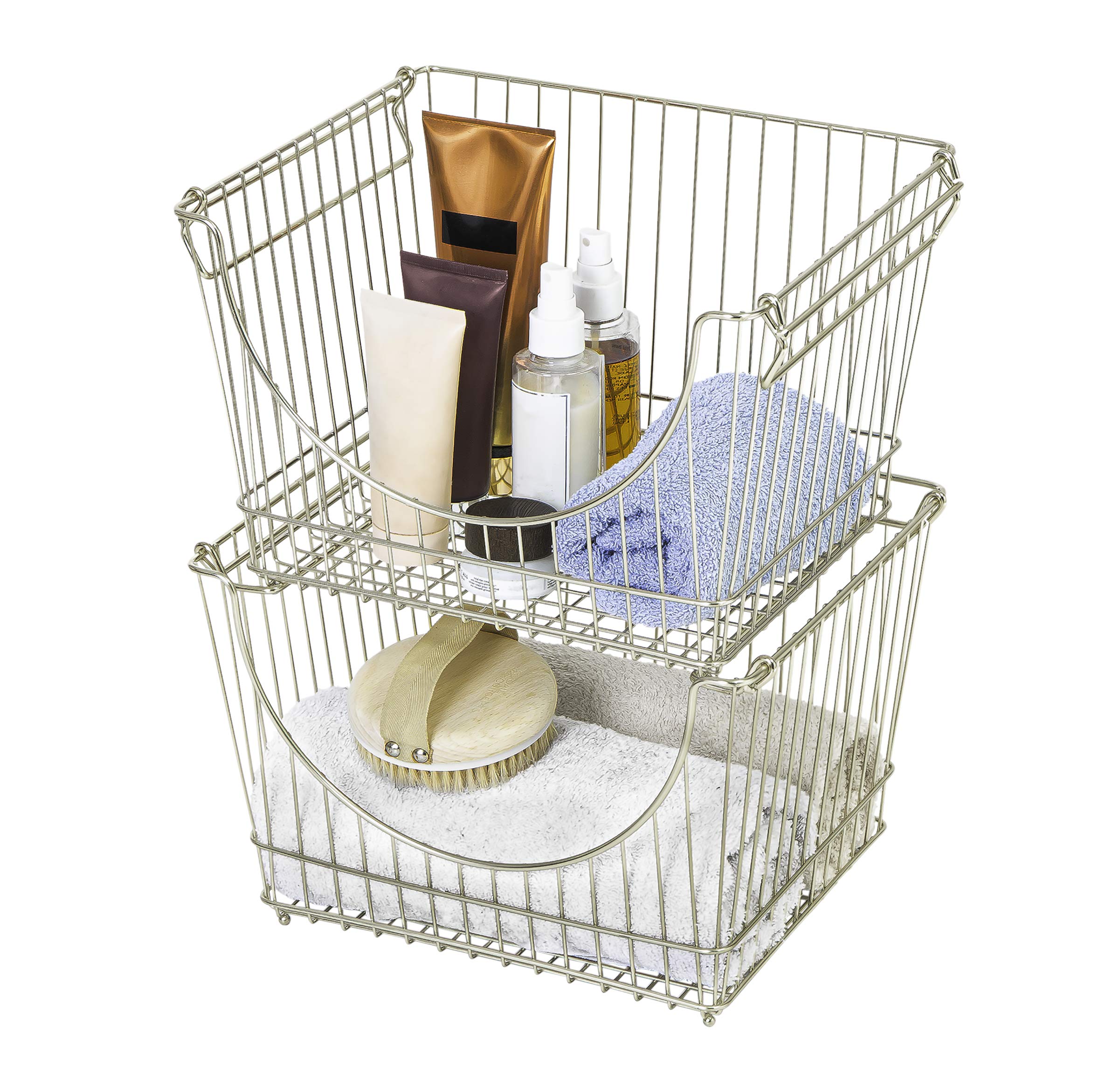 Large Metal Wire Stacking Baskets with Handles - Smart Design® 26