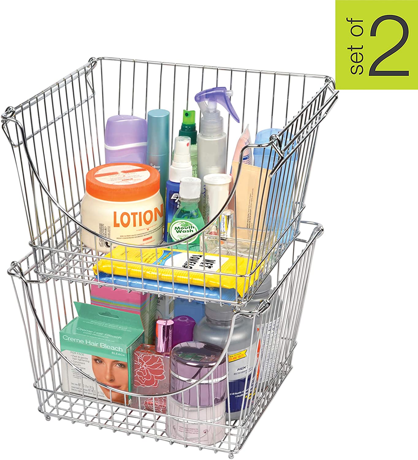 Large Metal Wire Stacking Baskets with Handles - Smart Design® 5