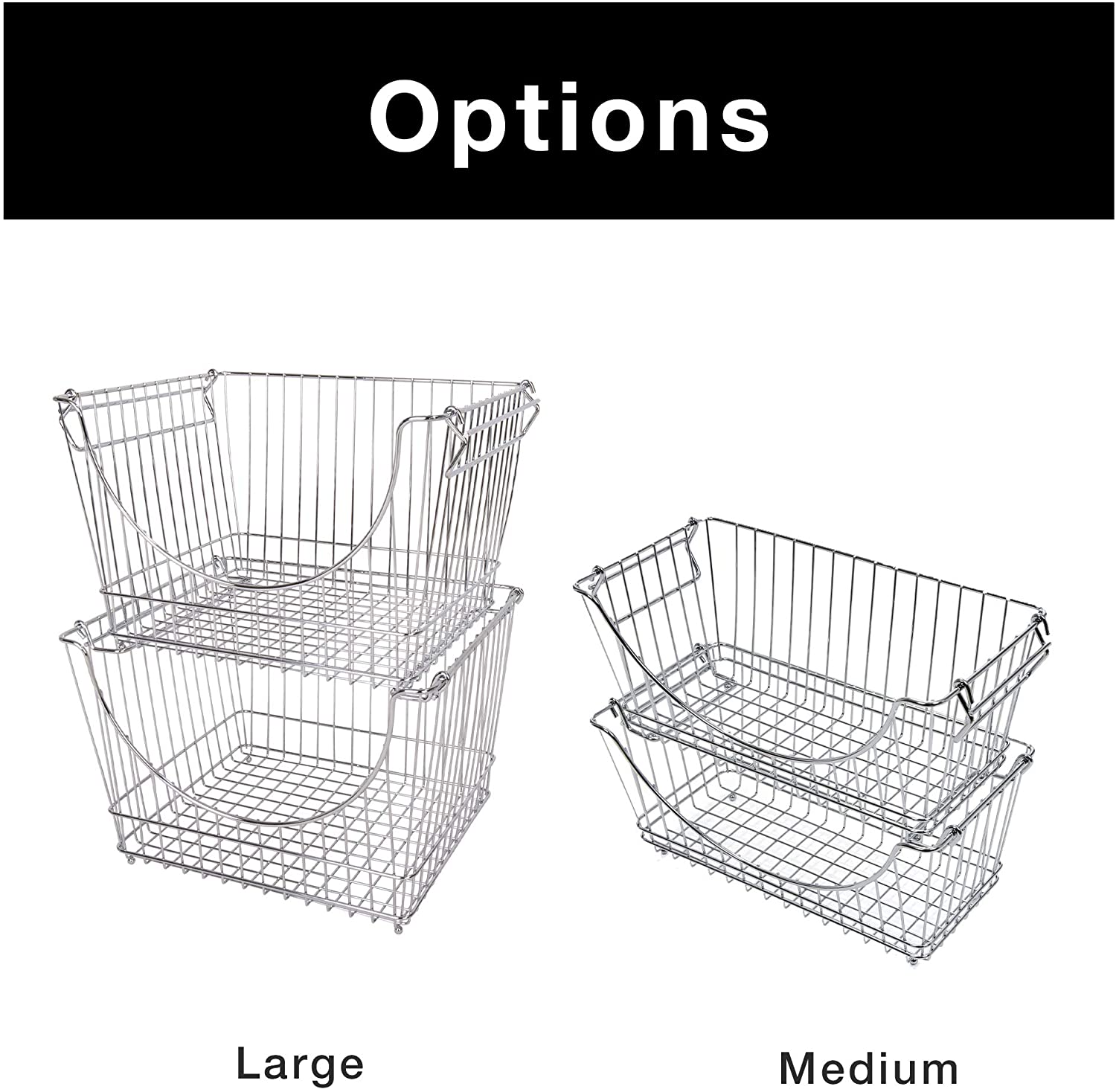 Large Metal Wire Stacking Baskets with Handles - Smart Design® 21