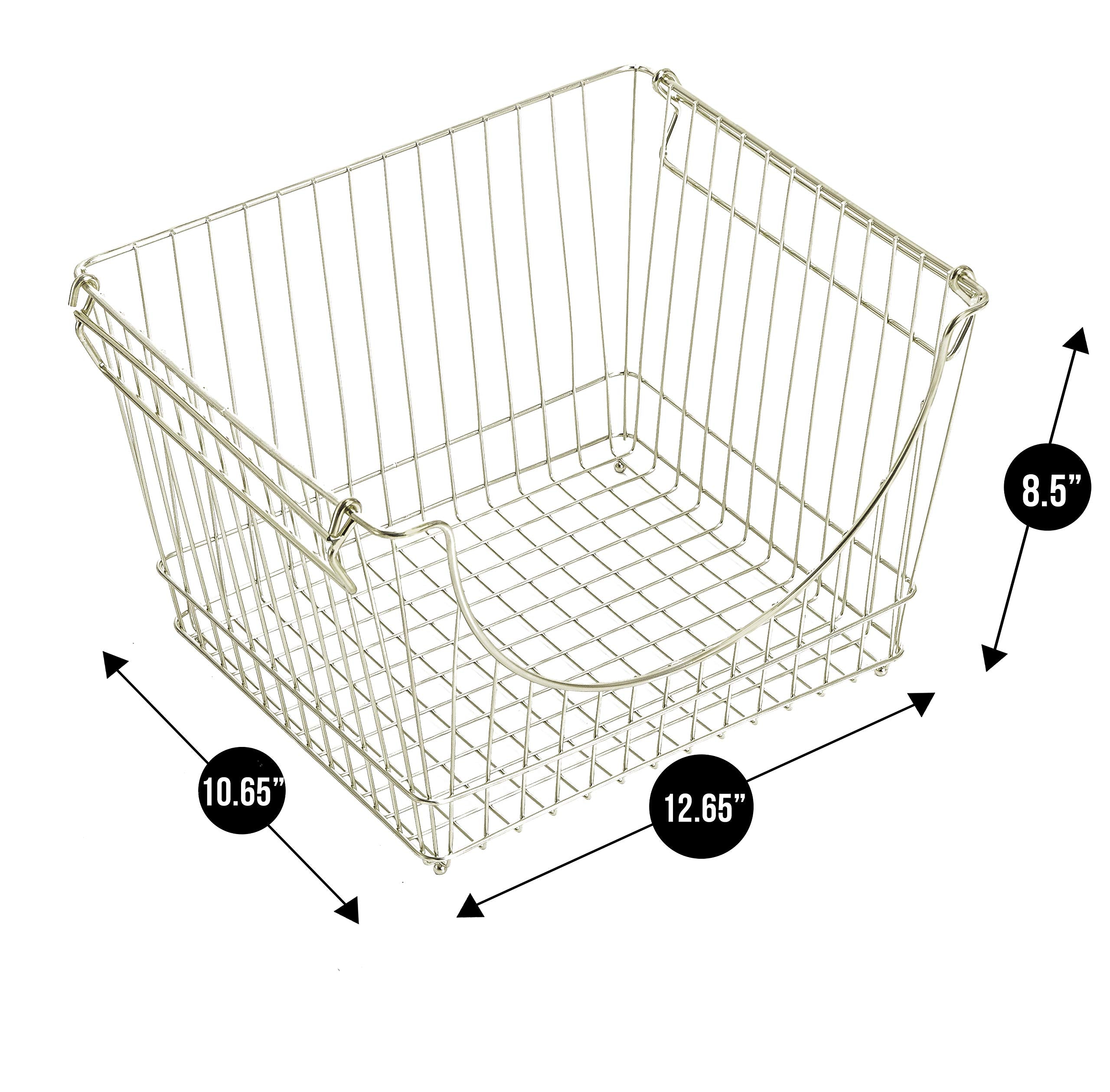 Large Metal Wire Stacking Baskets with Handles - Smart Design® 24