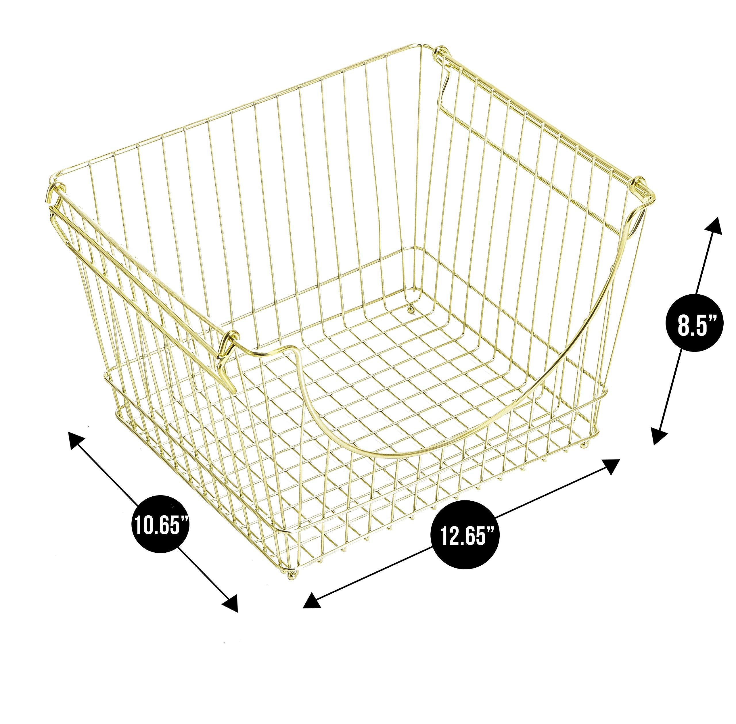 Large Metal Wire Stacking Baskets with Handles - Smart Design® 16