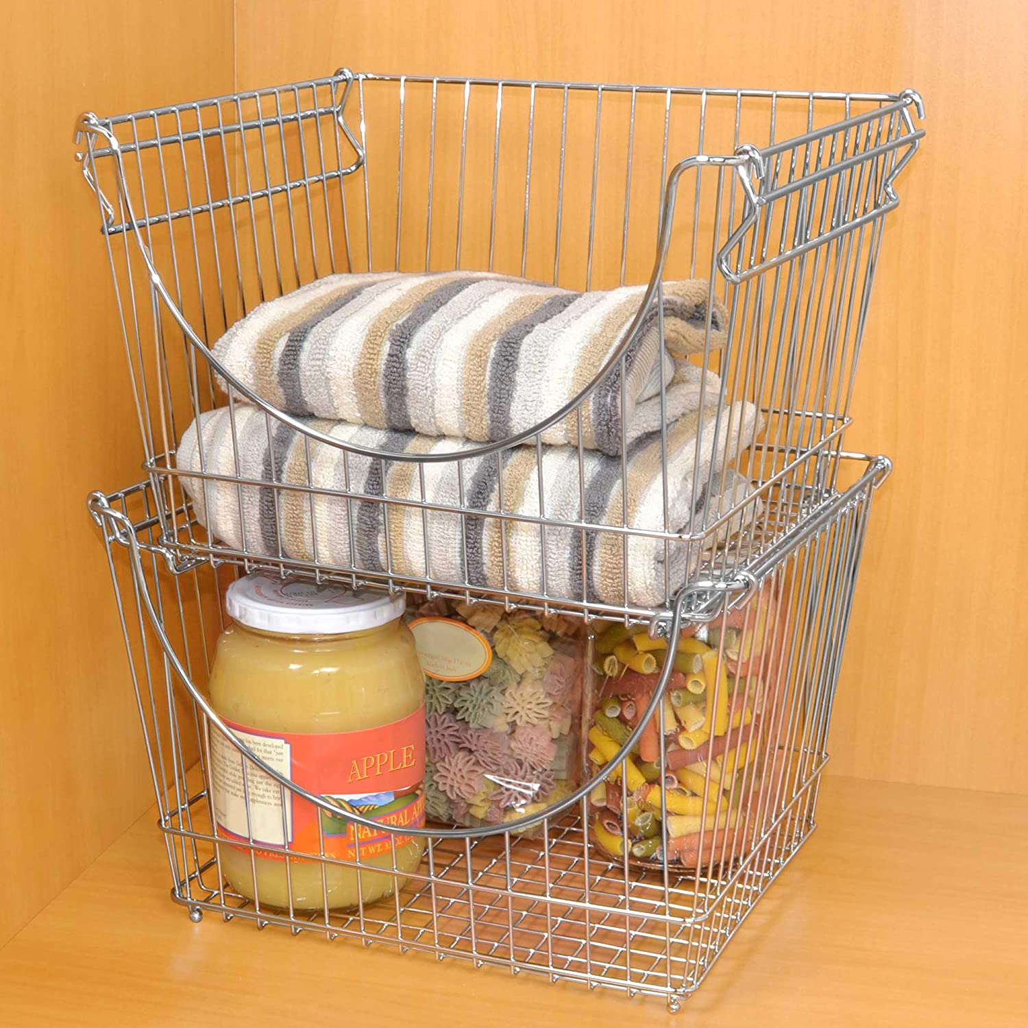 Large Metal Wire Stacking Baskets with Handles - Smart Design® 7