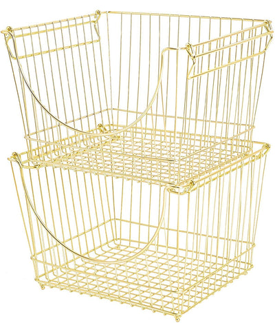 Large Metal Wire Stacking Baskets with Handles - Smart Design® 15