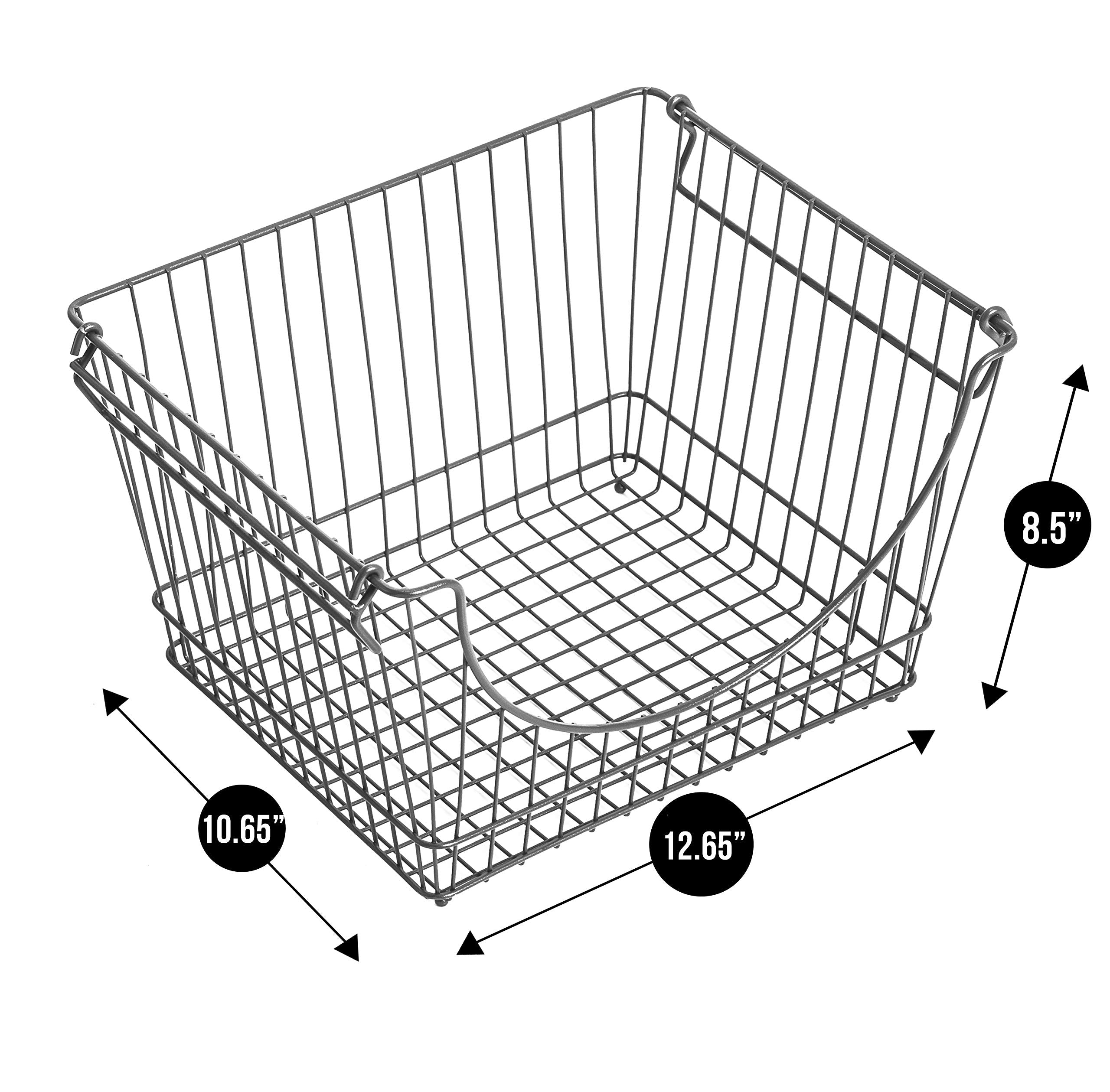 Large Metal Wire Stacking Baskets with Handles - Smart Design® 18